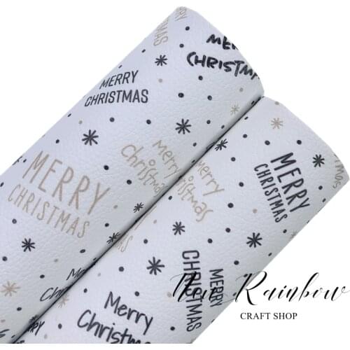 New Rainbow 30x22cm/A4 Perfect Christmas Cartoon Printed Litchi Faux Leather Sheet for Making Bows, Bags, Earrings, DIY Crafts