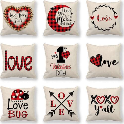 Cute Vintage Arrow Love One Side Print Cushion Cover Linen Pillow Cover for Home Sofa Seat Throw Covers Decorative 45X45Cm