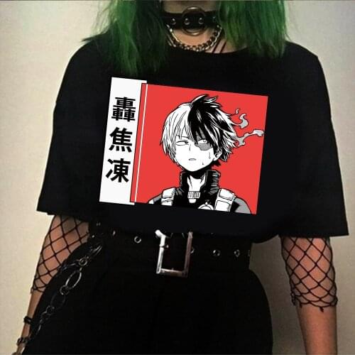 2021 Hot Janpanese Anime Harajuku T-Shirt Men My Hero Academia Shoto Todoroki Anime Tops Unisex