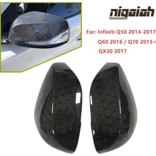 Q50 Honeycomb Pattern Side Mirror Covers for Infiniti Q50 2014-2017 Q60 2016 Q70 2015-Up QX30 2017 Real Carbon Fiber Mirror Caps