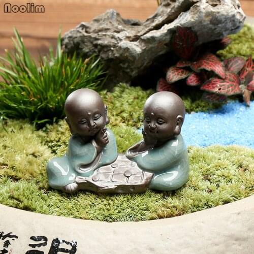 NOOLIM Ceramic Small Ornaments Ice Cracked Glaze Tea Pet Creative Multi-Function Little Buddha Crafts Home Garden Decoration
