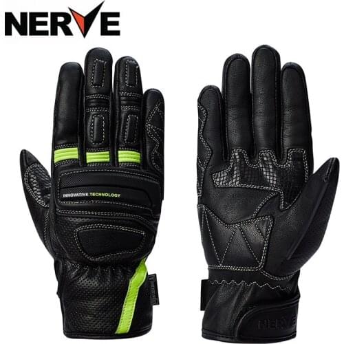2019 New Knight protection NERVE WINDPROOF Motorcycle Glove Cowhide Leather Motorbike Gloves Anti-fall Wear-resistant Size S-XXL