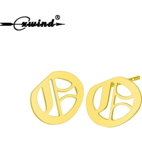 Cxwind New Hot Girls Multiple Choice Alphabet Earrings Stainless Steel Fashion Abstract Hollow Out Letter O Stud Earring Jewelry