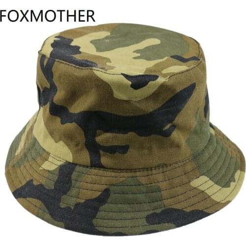 FOXMOTHER New Autumn Fashion Camo Gorras Casquette Army Green Camouflage Fishing Hats Bucket Caps Women Mens