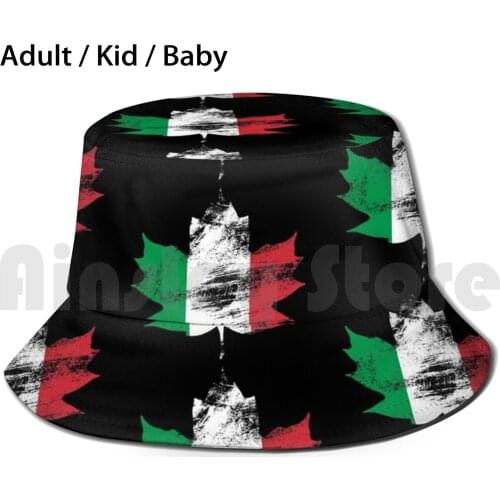 Canada - Italy Bucket Hat Adult kid baby Beach Sun Hats Italy Italian Green Red White Canada Maple Leaf Country Immigration