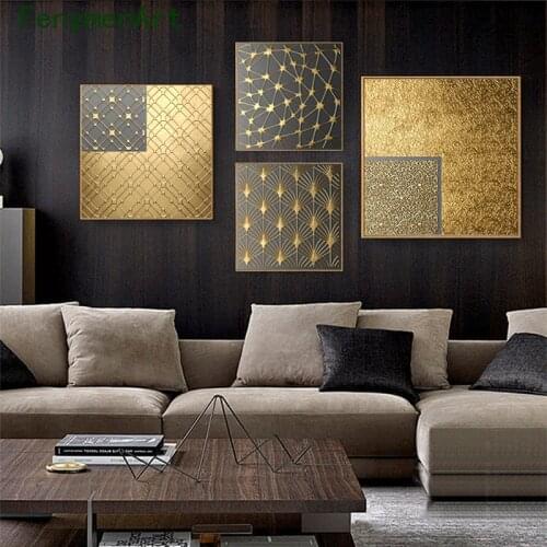 Golden Pattern Posters And Prints Vintage Decorative Lines Canvas Painting Nordic Wall Art Luxury Picture For Living Room Decor