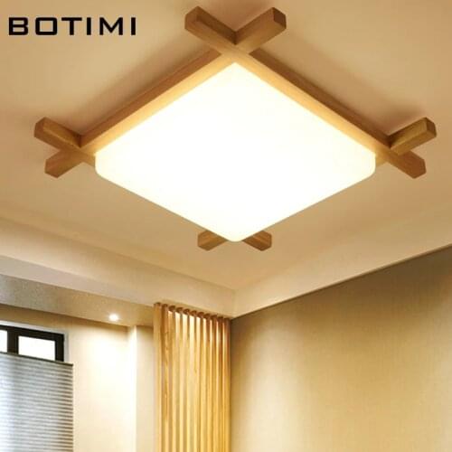 BOTIMI Janpanese LED Ceiling Light For Foyer Simple Wooden Creative Japanese Style Solid Wood Corridor Aisle Balcony Lightings