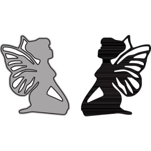 Cutting Dies Butterfly Angel Wings Elf Kneel Down Slim Girl For DIY Scrapbooking Embossing Album Paper Cards Dies 2021New