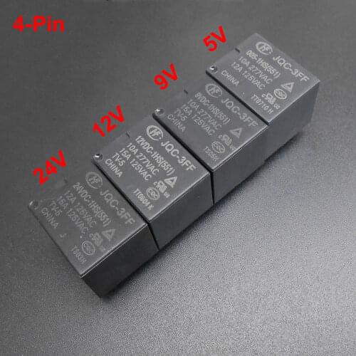 5PCS HONGFA Relay General Purpose Relays HF JQC-3FF 005 5VDC 9VDC 12VDC 24VDC-1HS(551) DC 5V 9V 12V 24V 4 Pins 4-Pin *FD903-906