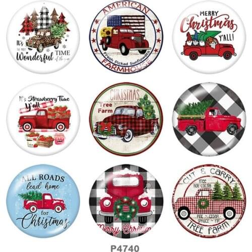 Christmas Car 12mm/18mm/20mm/25mm/30mm Round glass cabochon flat back Making findings snap button jewelry P4740