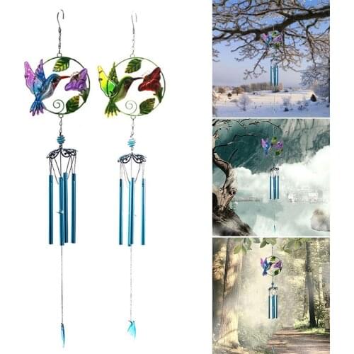 Garden Hummingbird Wind Chimes Night Light Home Garden WindChimes for Home Hummingbird Wind Chimes Portable Colored Drawing