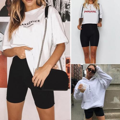 High Waist 2020 Fashion Shorts Women Sexy Biker Shorts Fitness Korean Casual Sexy Short Black Athleisure Cycling Tie Feet Shorts