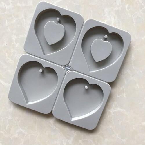 DIY Silicone Wax Tablet Mold Aromatherapy Manual Soap Mould 4 Hole Love Heart Shape Separatable Candle Making