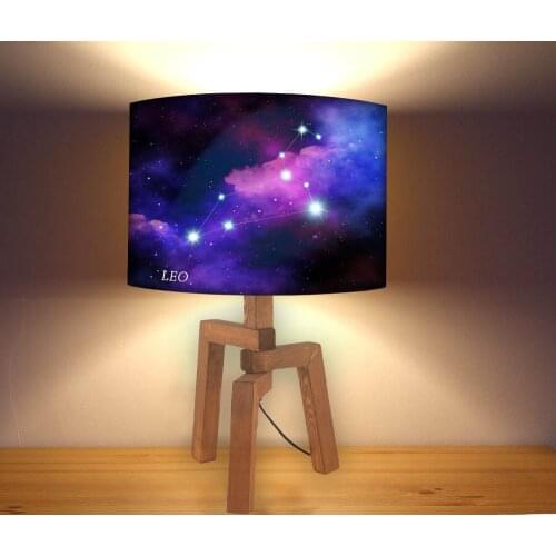 Leo Zodiac Star Pattern Lampshade Modern Bedside Lamp, Night light