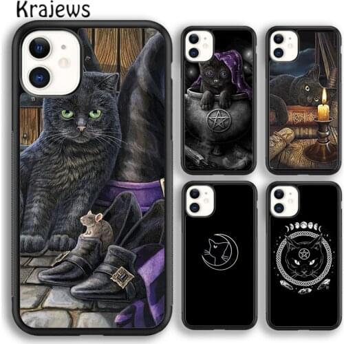 Krajews Witchcraft Black Cat Dark Witch Phone Case Cover For iPhone 5 SE 6s 7 8 plus X XR XS 11 12 pro max Samsung S7 S8 S9 S10