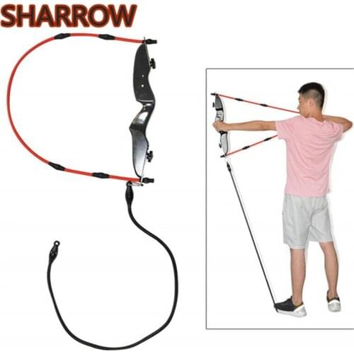 Archery Training Band Exerciser Rubber Band Trainer Puller Grip Wooden Bow Riser Elastic Rope For Hunting Practice Accessories