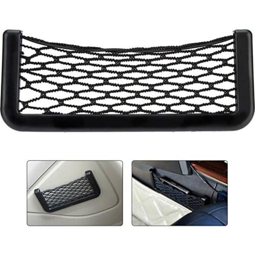 Universal Black Car Net Bag Phone Holder Storage Pocket Organizer Car Mesh Net Holder Pocket for Wallet, Keys, Pens, and MORE