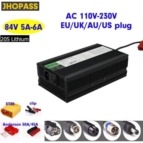 84V 5A 6A Lithium Li-ion battery charger power supply FAST smart AC 110v-240v 72V ebike electronic car with XT60 clip anderson