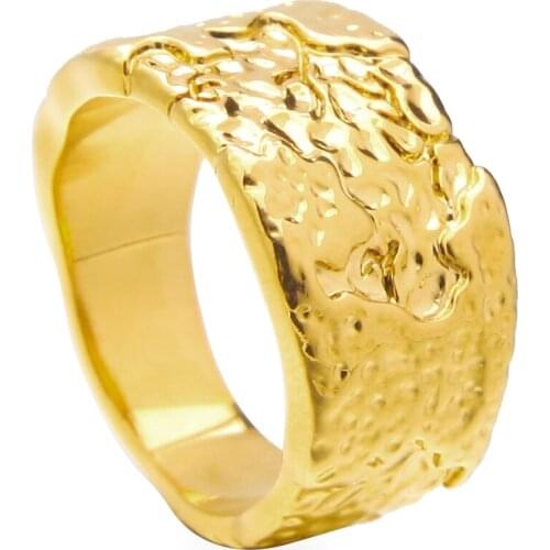 VAROLE Punk Simple Rock Texture Rings For Women Accessories Gold Color Minimalist Finger Ring Fashion Jewelry Gifts Anillos