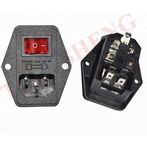 1PCS 10A 250V Inlet Module Plug Fuse Switch Male Power Socket 3 Pin IEC320 C14 for game machine parts