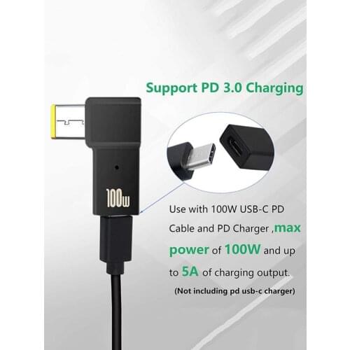 1PC USB-C Type C Fast Charging Cable Adapter Interface Compatible With Lenov o Thinkpad 100W PD Plug Square Charging Converter