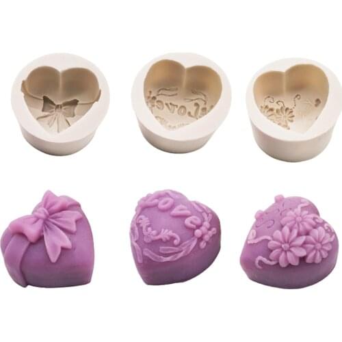 1PCs 3D Silicone Heart Soap Mold Love Rose Flower Chocolate Mold Candle Polymer Clay Molds Crafts DIY Forms For Soap Base Tool