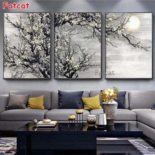 5d diy diamond painting 3 Pcs Chinese Style Plum Blossom Flowers diamond embroidery full square/round drill Multi-picture PP1824