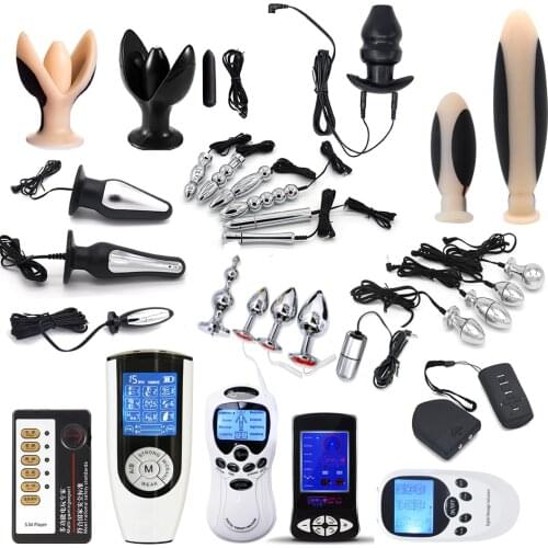 Electro Shock Anal Butt Plug With Bullet Vibrator Jump Egg Clit Stimulator Anal Dildo Vibrator Expand Anus Vagina Device Sex Toy