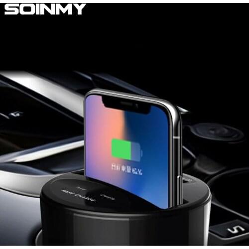 Soinmy 10W QI Wireless Car Charger For iPhone X 8 Plus Cup Slot Car Charger Fast Charger for Samsung Note 8 S7 S8 S9 For Xiaomi