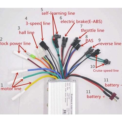 24V/36V/48V 250W/350W ebike controller Electric bike bldc Brushless Speed Controller with E-ABS brake work in Sensor/sensorless