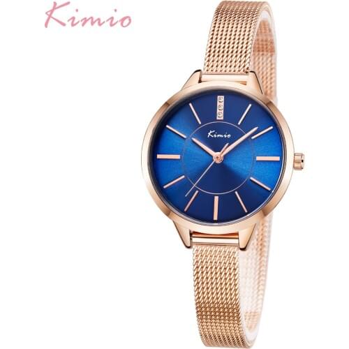 Kimio Stainless Steel Mesh Belt Fashion Simple Womens Watches Dress Wristwatches Quartz Clock Waterproof Gift Box reloj mujer