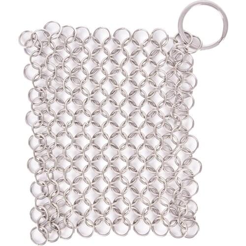 Stainless Steel Cast Iron Cleaner Chainmail Scrubber Home Cookware Kitchen Tool