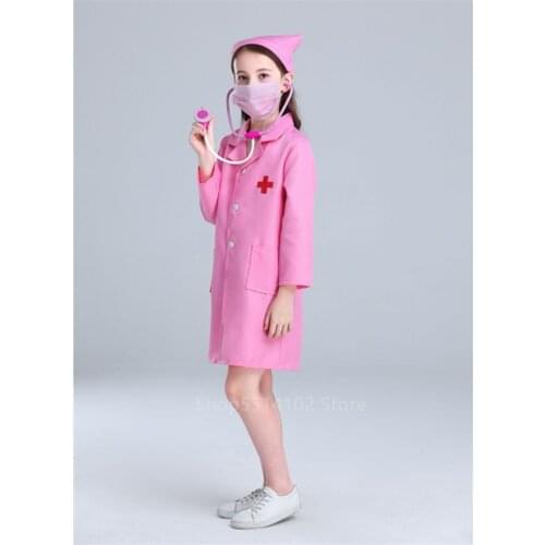 Kids Doctor Uniforms Hospital Cross Veterinary Fancy Role Play Costume for Girl Boys Nurse Doctor Coat Children Toys Set Outfits