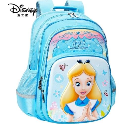 Disney Large Capacity Student Alice Backpack Waterproof Lightweight Kids Handbag New Fashion Girl Princess Bag