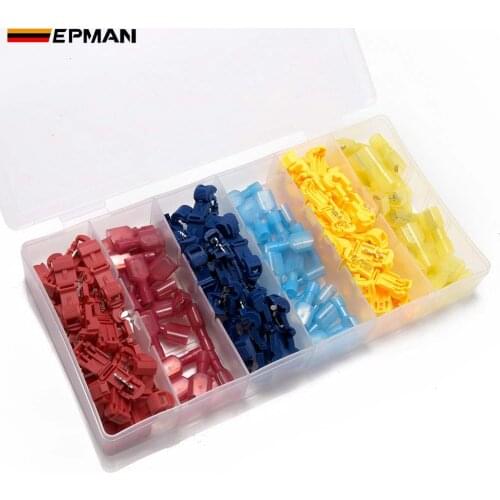 EPMAN 120pcs T-Taps/Male Insulated Wire Terminal Connectors Car Alarm Installation Quick Splice Wire Connector EP402GP120