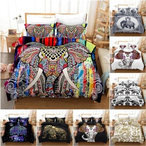 3D Elephant Bedding Set Custom USA Queen/King/Europe,3PCS Duvet cover Set,Quilt/Blanket cover Set,Boho Bed set Drop Shipping