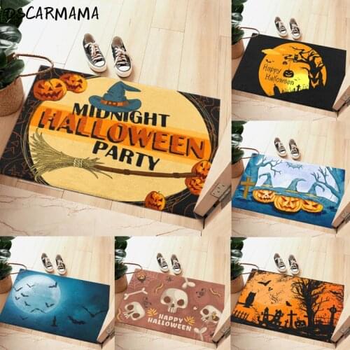 Halloween Pumpkin Ghost Horror Festival Door Mat Carpet Cartoon Cat Bath Rug Non-Slip Toilet Entrance Anti-slip Doormat Bathroom
