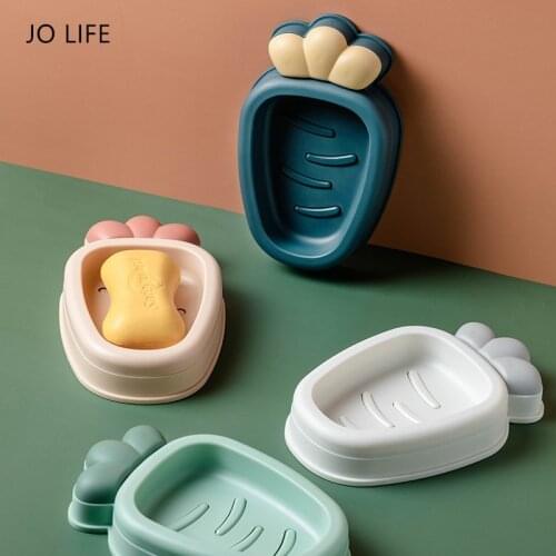 JO LIFE Creative Bathroom Carrot Soapbox Double-Layer Cartoon Radish Plastic Water Draining Soap Storage Rack
