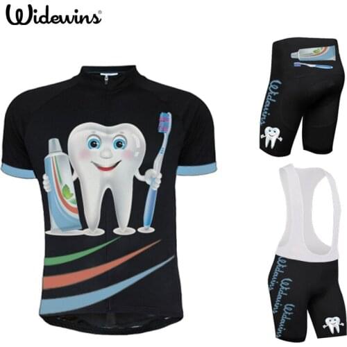 2019 Summer Pure Black Short Sleeve Jersey Road Bike Clothing tops Customize cycling jersey Breathable Small white teeth 7107