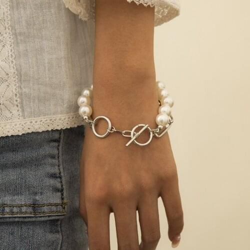 Fashion Jewelry Simulated Pearl Bracelet Popular Design Vintage Temperament Geometric Chain Bracelet For Women Party Gifts