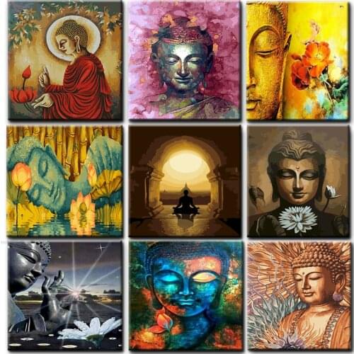 Buddha DIY Kits Painting By Number Pictures For Adults On Canvas With Framed Acrylic Paint Drawing Coloring By Numbers Decor Art