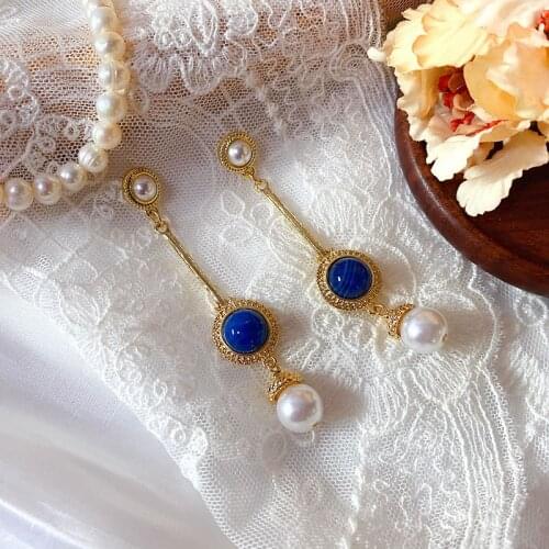 New wholesale palace retro long pearl earrings antique simple elegant temperament Earrings
