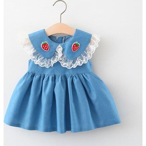 Baby girl clothes summer fashion printed sleeveless doll collar dress princess dress baby girl casual dress childrens clothing