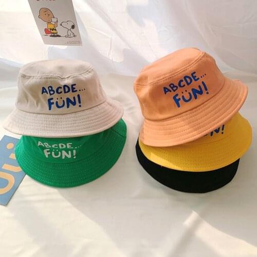 Fashion Casual Panama Hat Children Bucket Hat Letter Decorative Cotton Girls Boys Outdoor Beach Sun Hat Camping Fishing Hat