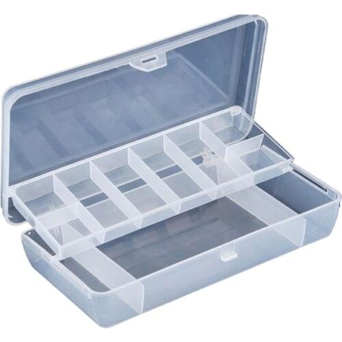 Plastic 2 Tray Compartments Fishing Lure Tackle Box Two-Sided Storage Case New Design Fishing Tackle Boxes Double Layer C1005