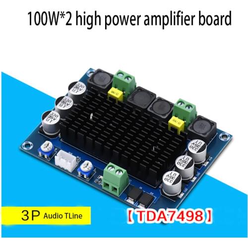 KYYSLB DC12V~32V 100W*2 High Power Digital Amplifier Board TDA7498 Dual Channel XH-A113 4~8 Ohms Amplifier Board with Radiator