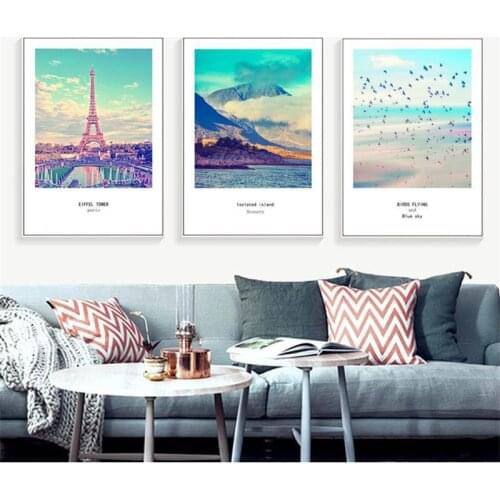 Beach Forest Tree Plant Landscape Fog Mountains Bird Photography Canvas Painting Wall Picture Poster For Living Room Decoration