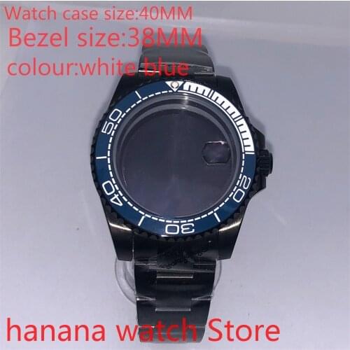 Suitable for NH35 36 Mingzhu2813 Miyata automatic winding 40mm sealed back black box series, with rotating blue white bezel