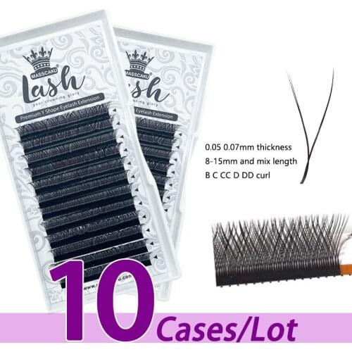 10case/lot MASSCAKU deep matte black yy eyelash extension with top quality mink yy eyelash extension for large yy eyelashes
