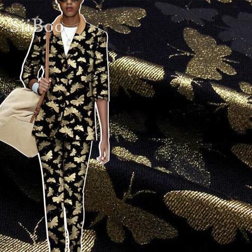 Siiboo metallic jacquard fabric butterfly pattern Italy luxurious style for women dress pants Tissu lurex sp6378